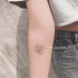 西街girl gd权志龙同款小雏菊笑脸纹身贴防水女持久ins小清新贴纸