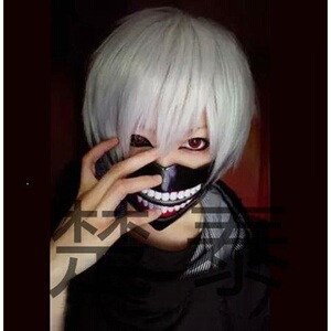 东京食尸鬼东京喰种面具 口罩 金木研银白色cosplay假发