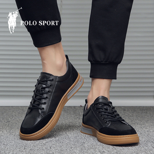 polo sport皮鞋男士夏季新款休闲运动平底英伦真皮青少年男生鞋子