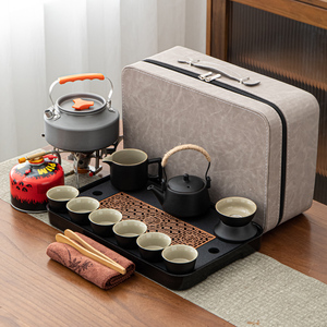 户外便携式旅行茶具功夫茶具套装带烧水炉野外露营煮茶壶泡茶装备
