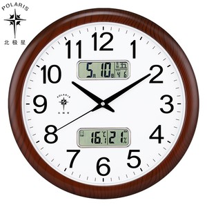 北极星中式客厅电子时钟万年历挂钟家用静音时钟简约现代石英钟表