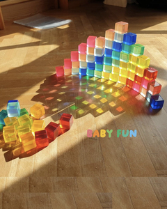 宝贝玩ins小红书亚克力水晶宝石方块彩虹透光感官积木幼儿园玩具