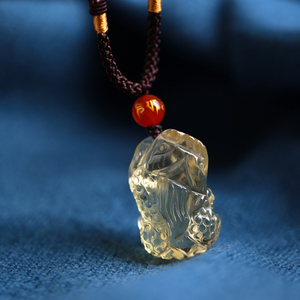 巴西天然黄水晶貔貅吊坠 招财转运辟邪挂件 本命年化太岁