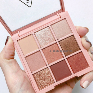 免税代购3ce九宫格眼影盘overtake南瓜珠光哑光彩妆盘9色橘棕盘