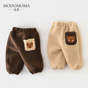 modomoma男童女童裤子春装婴幼儿男女宝宝保暖加绒裤洋气束脚裤