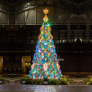 圣诞节装饰品大型豪华七彩灯光钻石树 蓝色炫彩亚克力圣诞树厂家