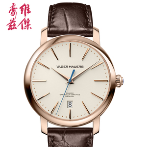 维杰豪兹原创专利au75018k金表黄金手表男机械表2892机芯超薄男表