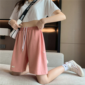 ulzzang六分裤女夏季薄款粉色甜辣风短裤过膝奶fufu裤子小个子潮