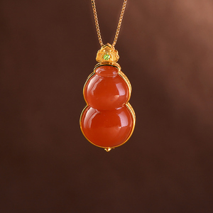 fs珠宝 18k金冰种南红国风葫芦吊坠