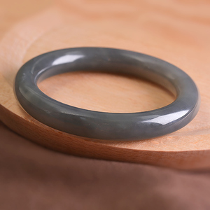 fs珠宝 和田玉烟紫半山半水手镯