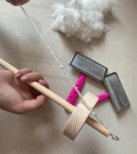 狗毛猫毛纺线锤合股围脖手工diy羊毛纺线实木纺线器纺锤捻线器