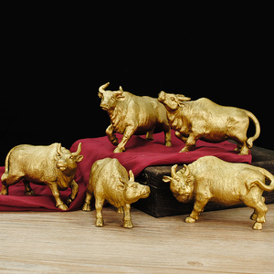 纯铜牛摆件十二生肖牛金牛送财五牛送福家居客厅开业礼品对牛水牛