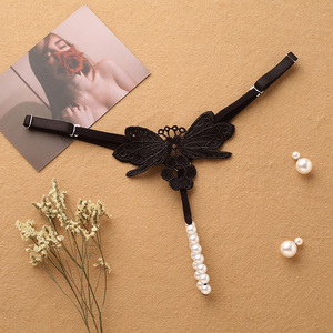 性感珍珠丁字裤女可调加大码诱惑t裤骚胖mm透视女士野外情趣内裤