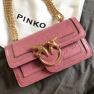 正品代购pinko燕子包20春夏新款真皮压花腋下链条包单肩斜挎女包