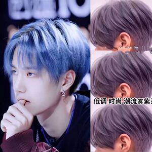 00zsl2021041淘宝染发剂短发流行色潮色漂色漂头发灰紫色蓝灰色蓝色