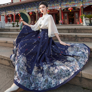 可上班穿的马面裙女成人夏季薄款新中式国风改良汉服日常通勤套装