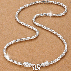 999纯银男士项链霸气链条粗足银短款加长款潮流嘻哈个性街舞礼物