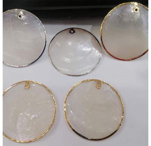 天然半透明贝壳材料35/40/45mm镜贝包边圆片耳环diy饰品配件