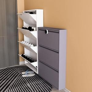 2021网红新款高端超簿极窄斜插式带锁鞋柜门外柜入门室外家用门口