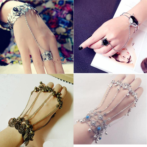 手镯戒指一体链女
