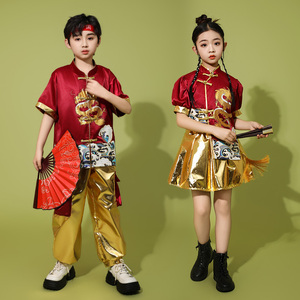 六一国潮表演出服装龙年儿童潮服中国风武术服男女童少儿爵士舞