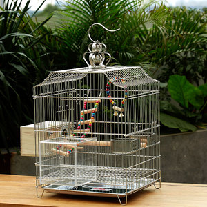 八哥鸟笼鹦鹉笼豪华大号别墅不锈钢笼子大型画眉玄凤虎皮繁殖新款