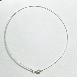 雅庄925纯银项圈爆款时尚简约DIY原创手工圆线硬质搭配玉石珍珠