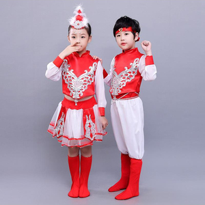 少数民族服装儿童蒙古族舞蹈演出服男女童蒙古裙袍舞台装表演服装
