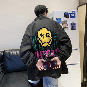 美式嘻哈后背涂鸦外套男潮牌oversize高街衣服春秋季宽松休闲夹克