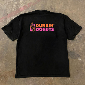 Dunkln donuts 潮牌欧美男t恤圆领短袖男女港风印花时尚上衣短袖T