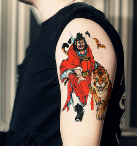 80曹操商贸有限公司淘宝黑暗系纹身贴全臂 送4张半臂】黑白无常钟馗