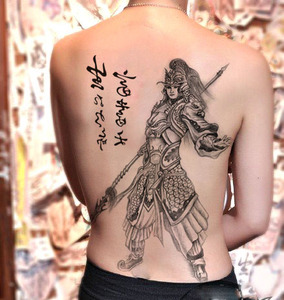 战神赵子龙 赵云大图满背纹身贴 男防水逼真持久千军万马刺青贴纸