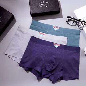 prada普拉达男士内裤莫代尔棉无痕四角裤纯棉抗菌简约平角裤高档