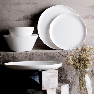出口骨瓷盘子日式浅菜盘餐具圆盘家用饭碗日式拉面碗白色釉下彩