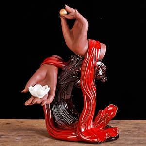 中式禅意陶瓷佛手莲心摆件家居客厅电视柜玄关装饰工艺品线香摆件