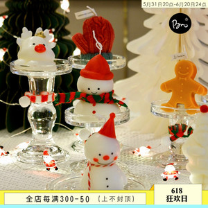 圣诞节雪人香薰蜡烛节日氛围可爱造型装饰摆件姜饼人圣诞老人礼物