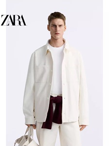 ZARA KISS春季新品 男装 白色棉服纹理衬衫工装户外夹克 9621370