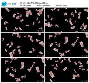 满屏人民币撒钱下钞票雨百元大钞飘落抓钱影视特效视频素材带通道