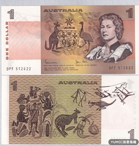 无47 全新unc 澳大利亚1元纸币 nd1983年 精美女王钞 外国钱币
