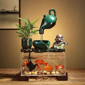 家庭摆件饰品客厅家里流水摆件循环流水生财鱼缸家居喷泉玄关礼品