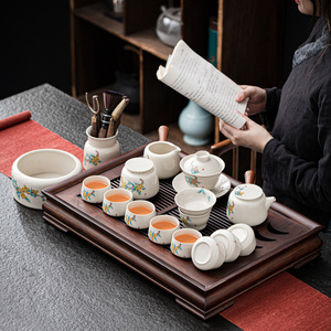草木灰功夫茶具套装轻奢高档家用日式简约风陶瓷茶杯盖碗茶壶喝茶