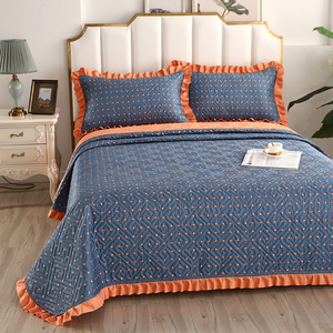 双面天丝棉夹棉床盖春夏加厚床单床上用品单件防滑固定不跑床四季