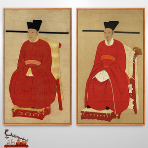 宋朝皇帝画像宋太祖赵匡胤宋徽宗赵佶宋太宗宋代人物画挂画仿古画