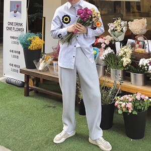 正确版三宅一生褶皱宽松休闲哈伦小众长裤阔腿裤子褶皱男裤jf150
