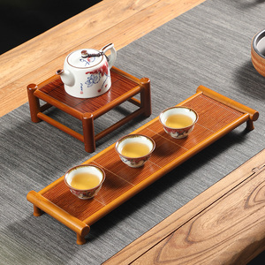 手工竹制茶盘茶杯架茶壶茶台桌面展示架置物架花架干泡托盘小茶桌