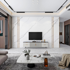 岩板背景墙大板客厅大理石简约现代影视墙轻奢风新中式装饰电视墙