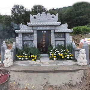 墓碑新款曲阳花岗岩农村土葬石碑家祖坟墓陵园双人墓园石雕