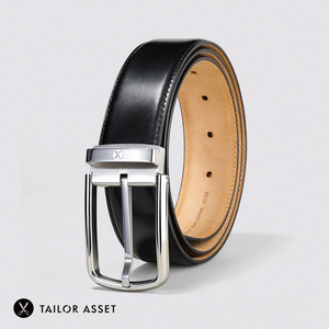 tailorasset 高端意大利托斯卡纳双面头层胎牛牛皮手工正装皮带男