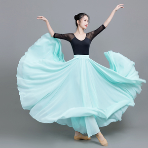 720度大摆红色考级练习舞蹈半身长裙新疆古典开广场舞表演出服装