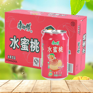 康师傅水蜜桃汁果汁桃汁饮料罐装310ml6听24听整箱多省包邮